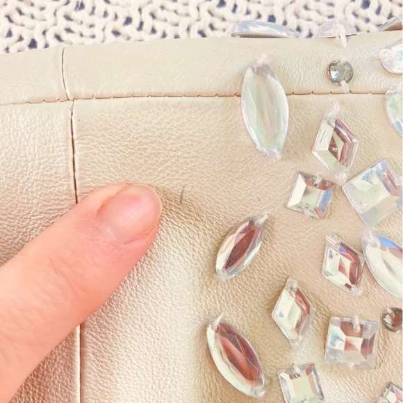 Bradley Bayou Pearlized Ivory Leather Jacket Rhinestone Pockets (Plus Size 1X) - Picture 14 of 14